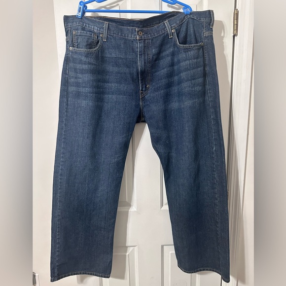 Levis 569 Jeans Mens‎ 42x30 Blue Dark Wash Cotton Loose Straight Fit Denim - Picture 1 of 4